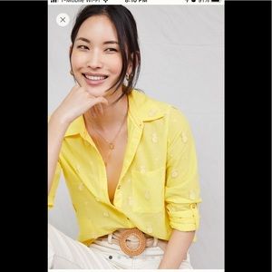 Anthropologie Maeve Pineapple Blouse 14 NWT